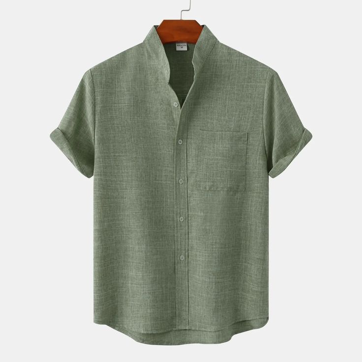 Ronan _ Men’s Shirt _ Linen Shirt _ Breathable Fabric, Green _ XXL